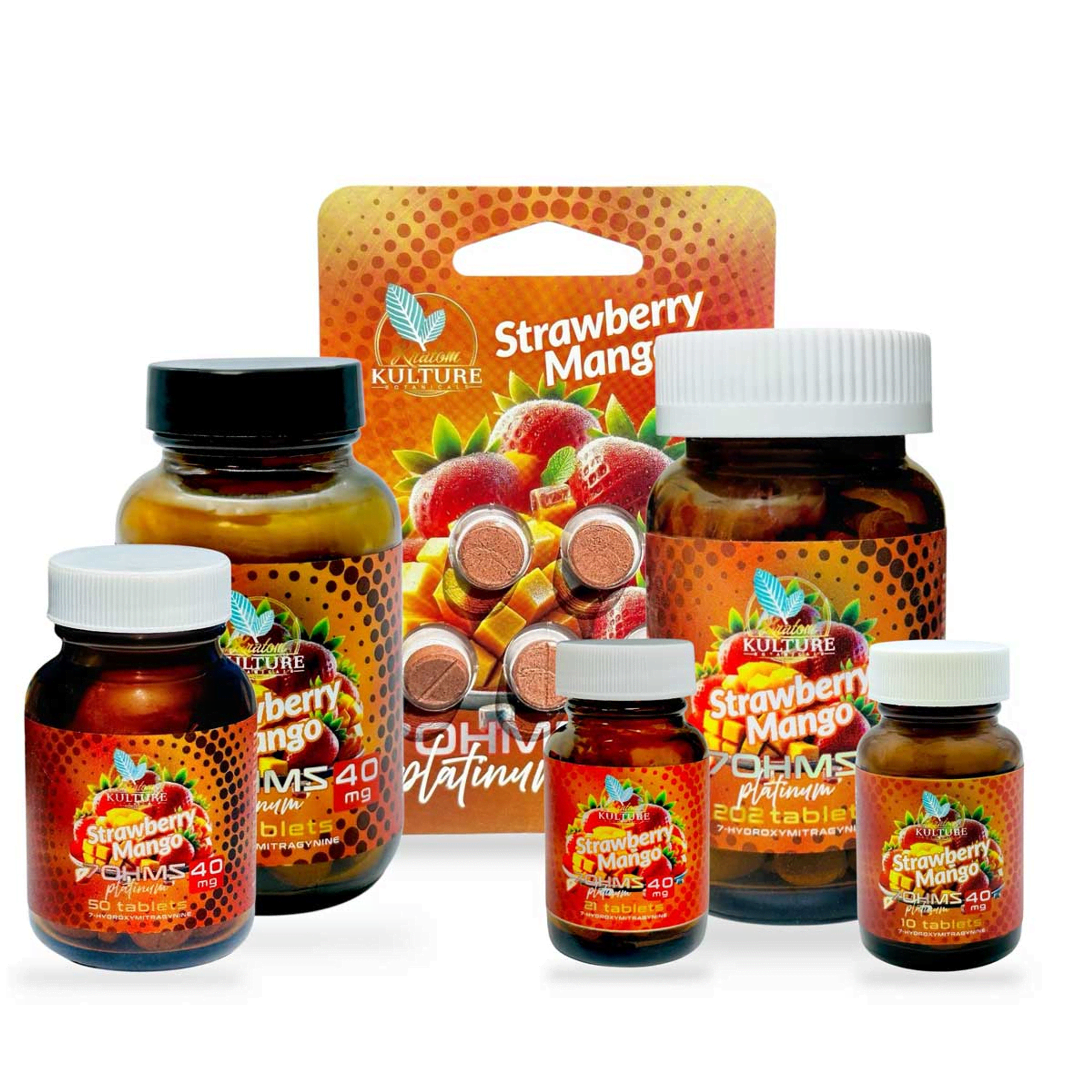 Kratom Kulture | 7OH Platinum Tablets | Strawberry Mango | 40MG Kratom Kulture | 7OH Platinum Tablets | Strawberry Mango | 40MG - Image 1