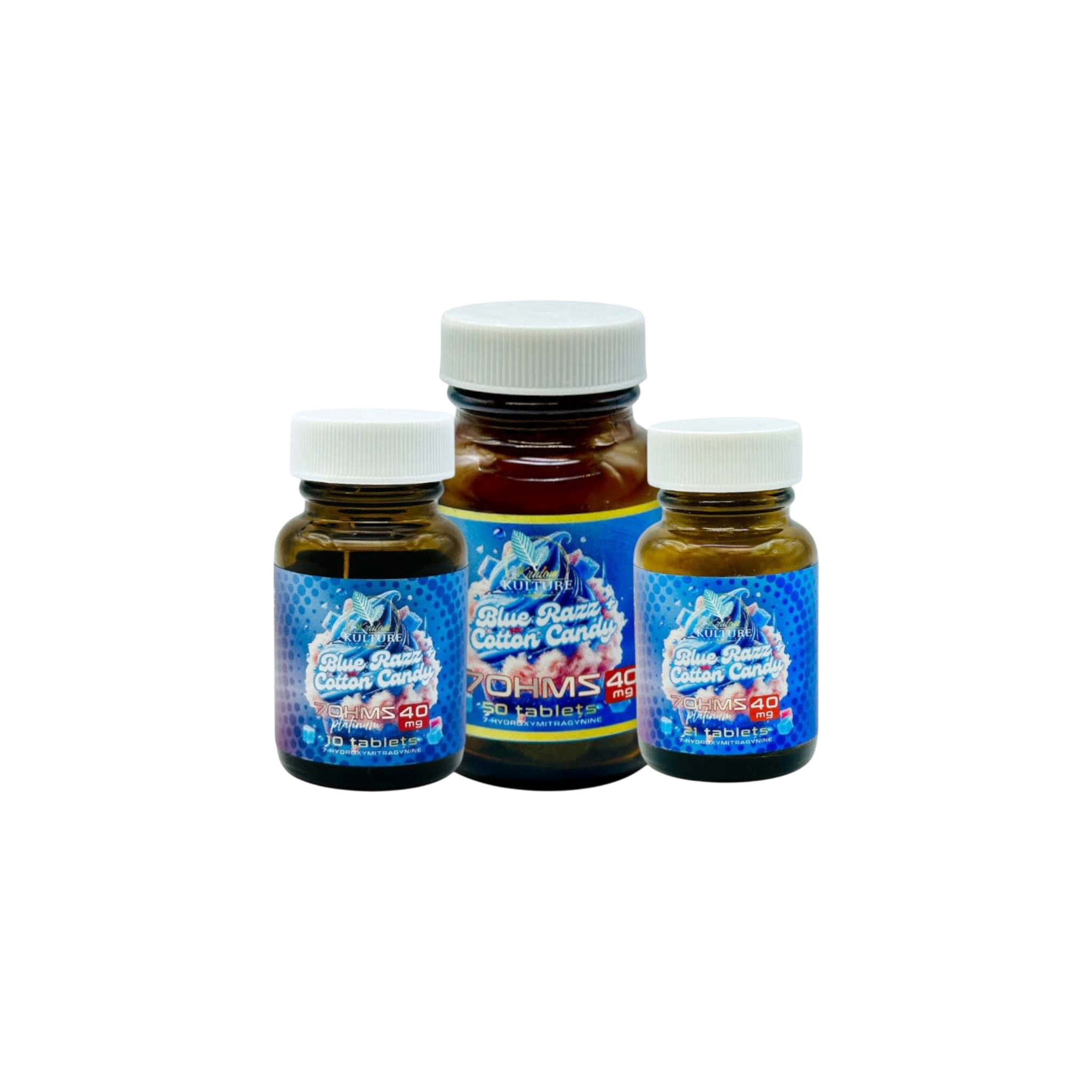 Kratom Kulture | 7OH Platinum Tablets | Blue Razz + Cotton Candy | 40MG Kratom Kulture | 7OH Platinum Tablets | Blue Razz + Cotton Candy | 40MG - Image 1