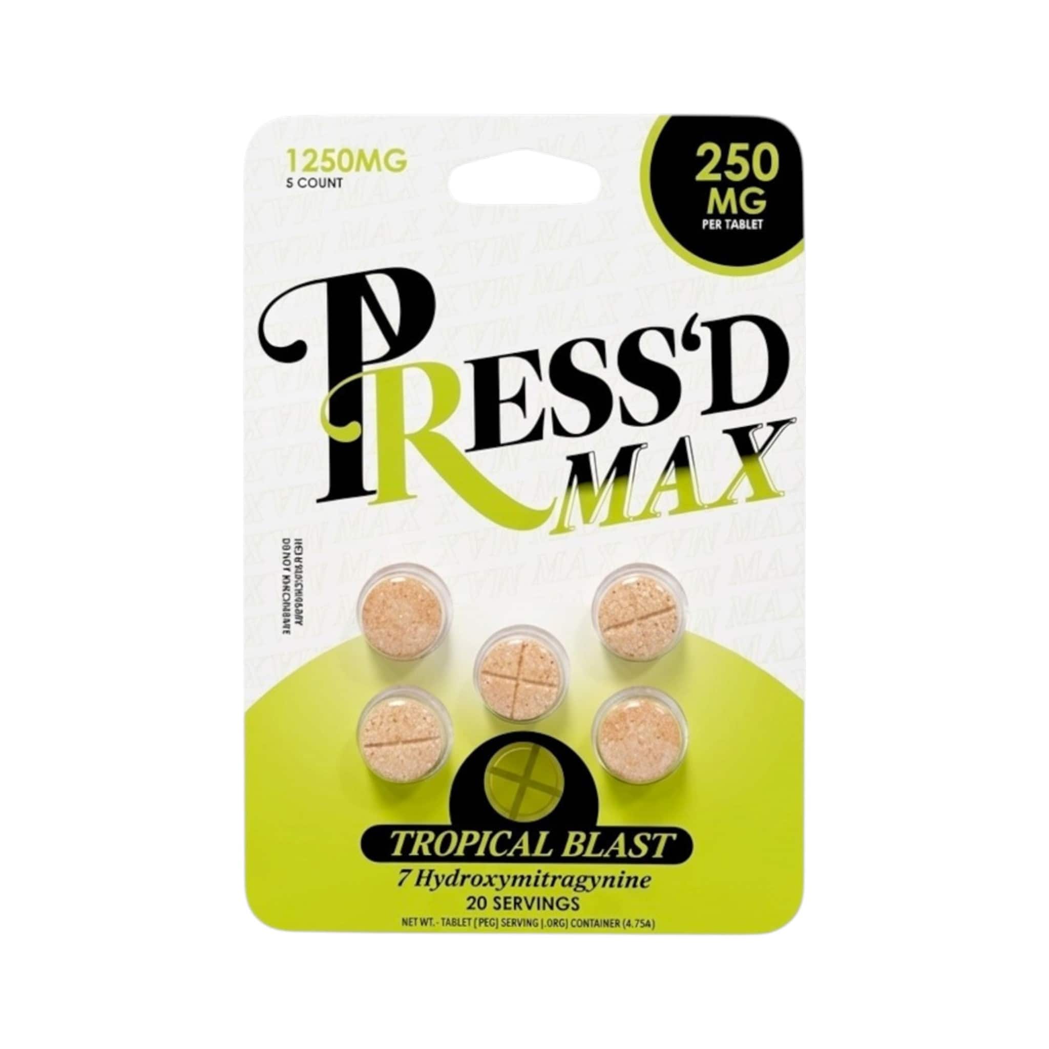 Press’d | Max 7OH Tablets | 5CT – 250MG Each | 1250MG Press'd | Max 7OH Tablets | 5CT - 250MG Each | 1250MG - Image 1