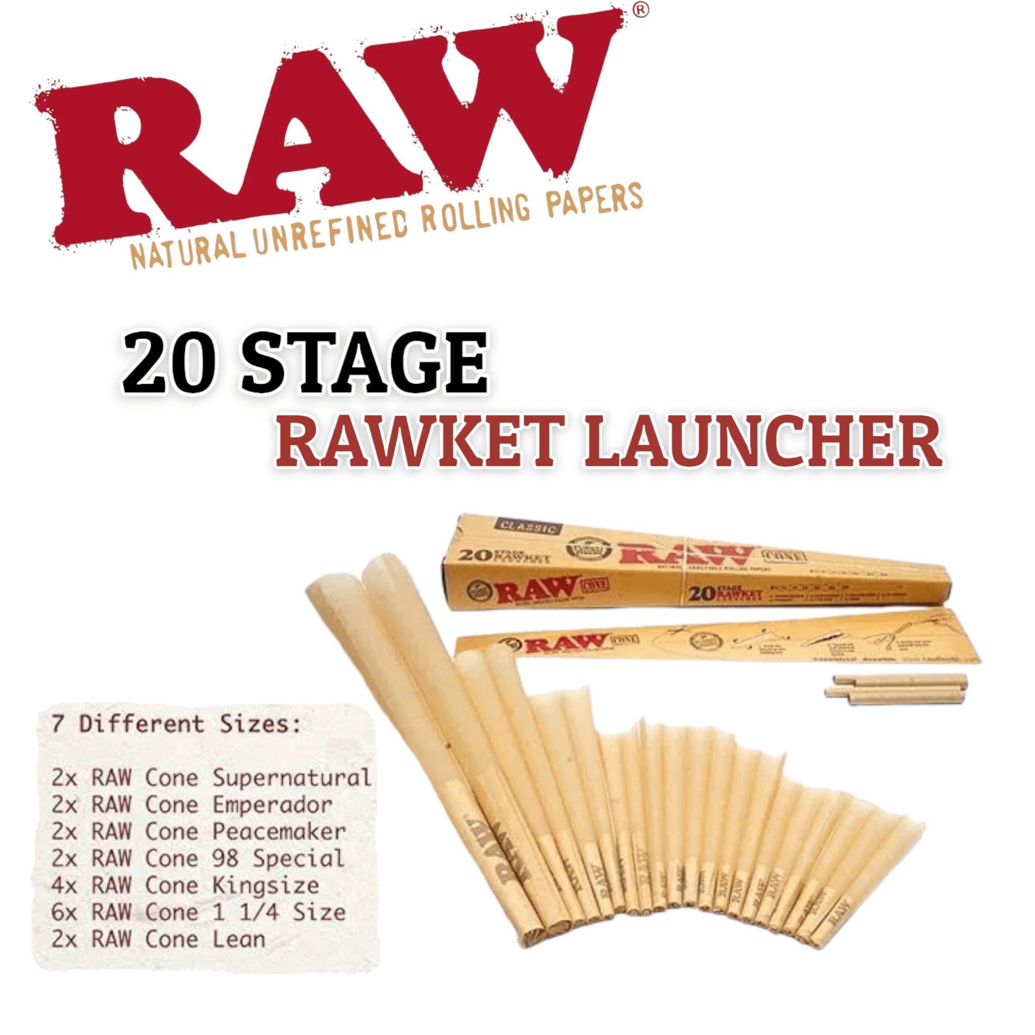 RAW | 20 Stage RAWket Launcher | Variety Pack RAW | 20 Stage RAWket Launcher | Variety Pack - Image 1