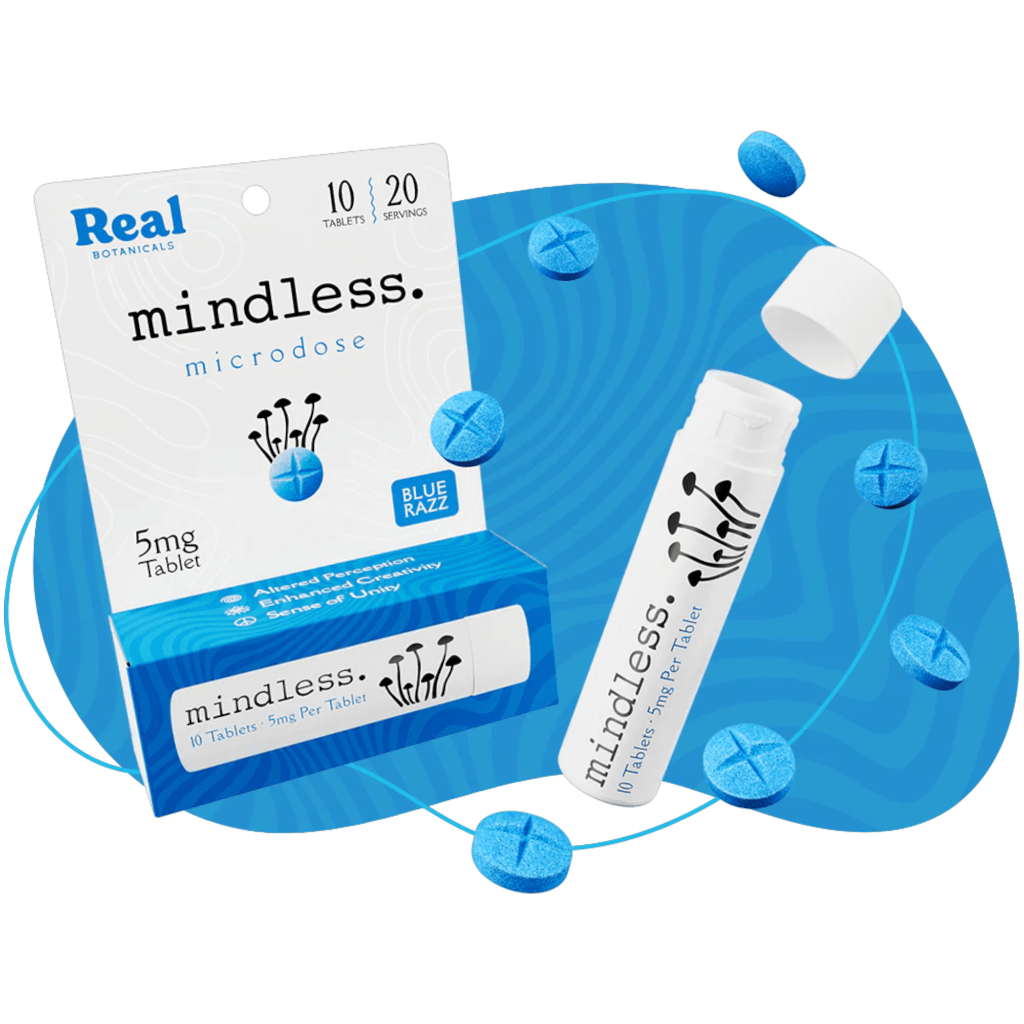 Real Botanicals | Mindless Microdose Mushroom Tablets | 10CT – 5MG Real Botanicals | Mindless Microdose Mushroom Tablets | 10CT - 5MG - Image 1